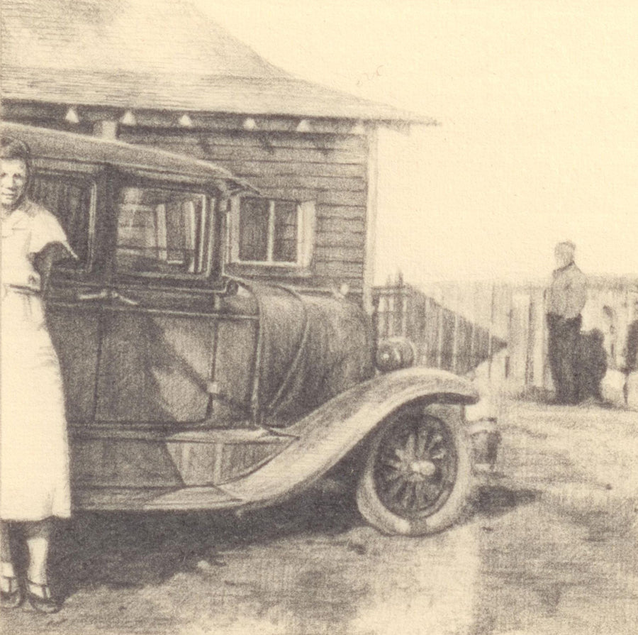 A Man and a Woman Standing by a Car and Fence